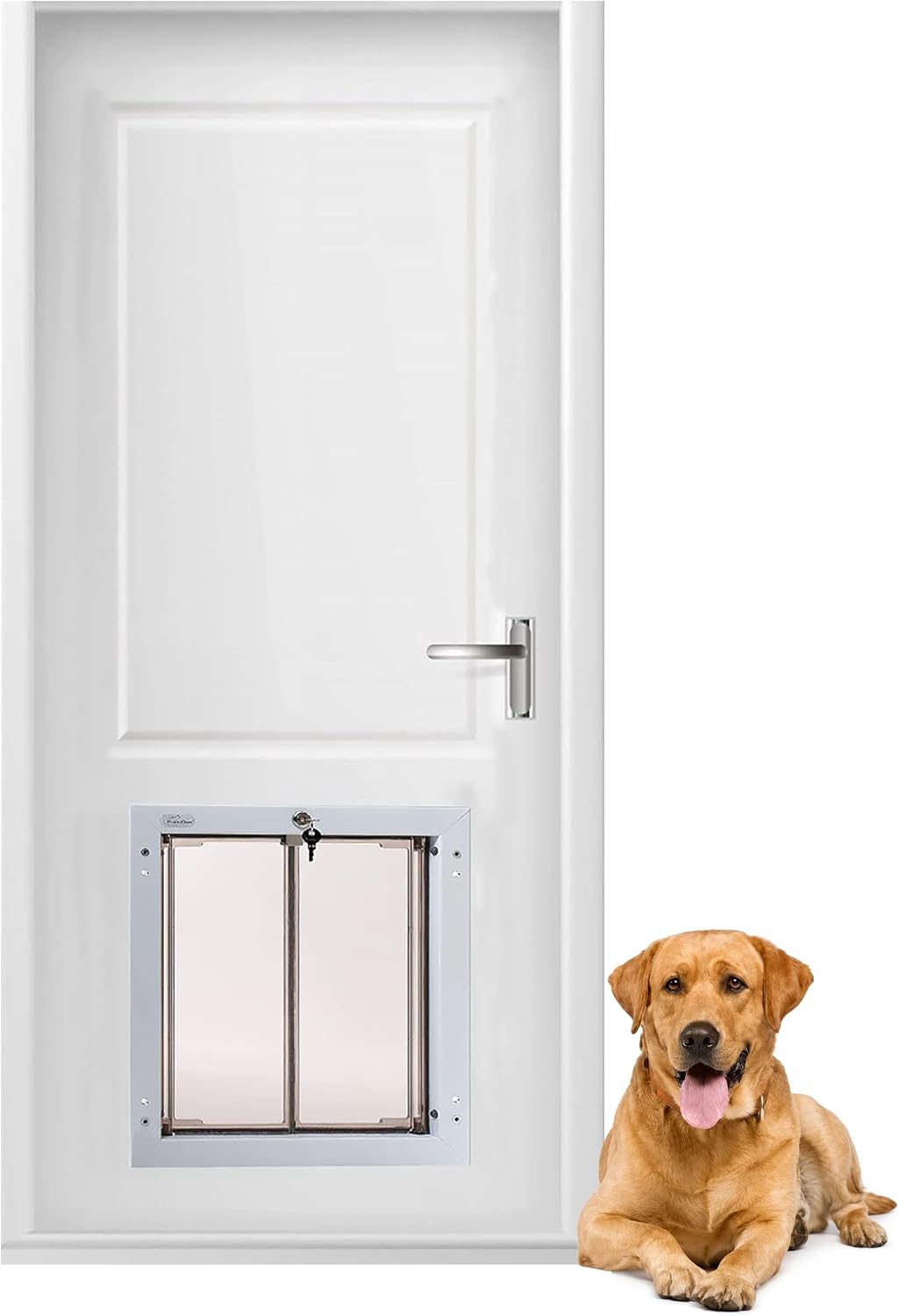 PlexiDor Performance Door-Mount Pet Door, White, Medium, Up to 40 lb