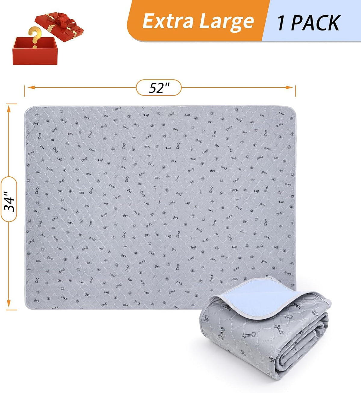 Pee Pads for Dogs Washable, Absorbent,34x52 Reusable Puppy Pads
