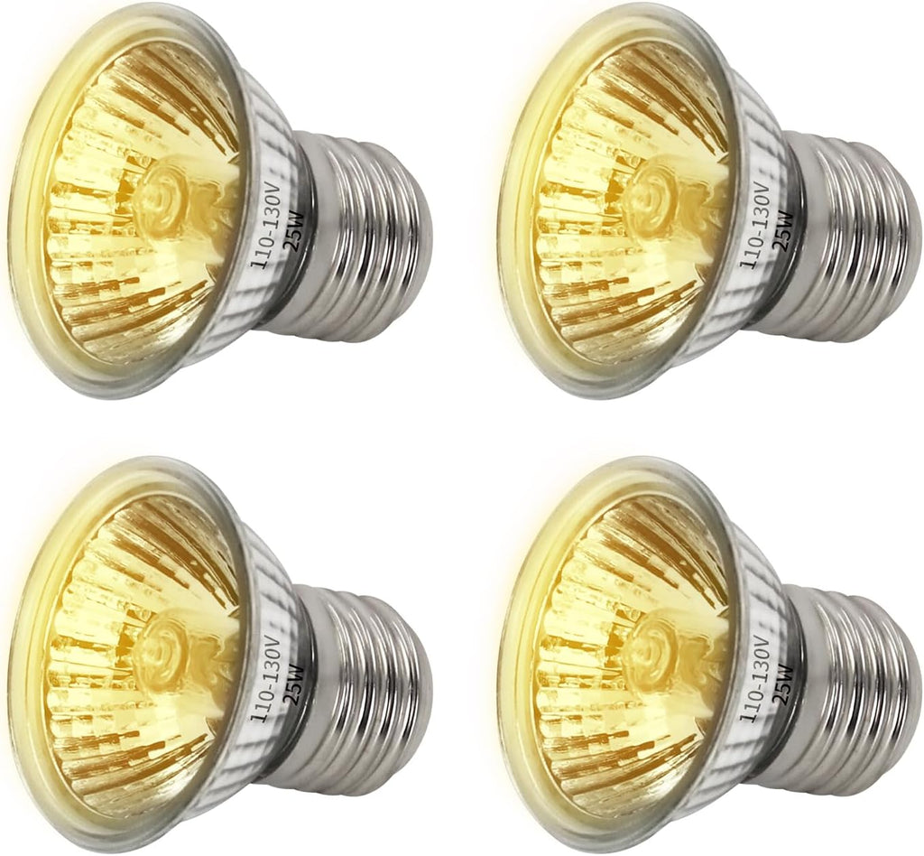 4 Pack UVA Infrared Reptile Heat Bulbs, Red Light, 25W