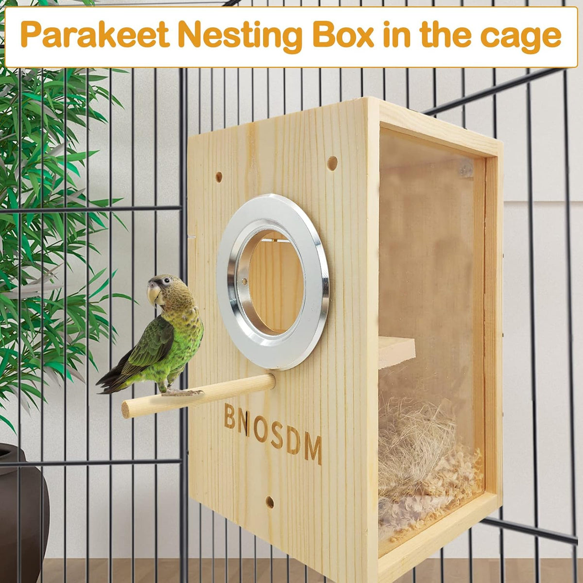 BNOSDM Parakeet Nesting Box Transparent Bird Breeding Nest with Perch
