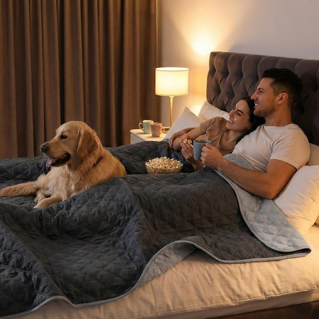 FunFurry Waterproof Dog Blanket, Couch Cover for Dogs Washable, Reversible Dog Bed Cover, Couch Furniture Protector. (Dark＆Light Grey, 82 X 120 Inch - 1 Pack)