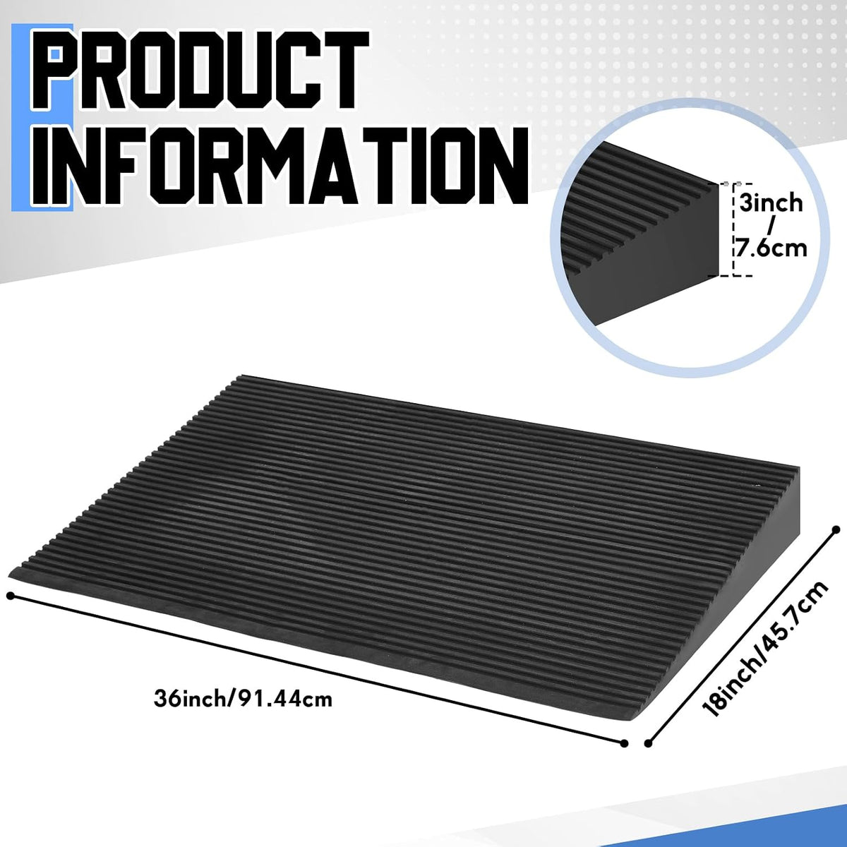 EVA Foam Threshold Ramp for Wheelchair, Black, 36" L X 18" w X 3" h