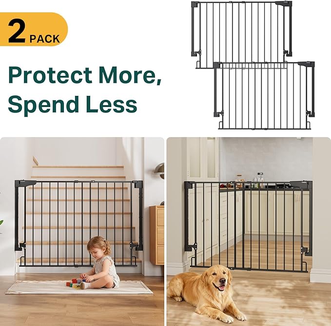 Cumbor 2 Pack 29.2-43" No Bottom Bar Baby Gate - Image 2