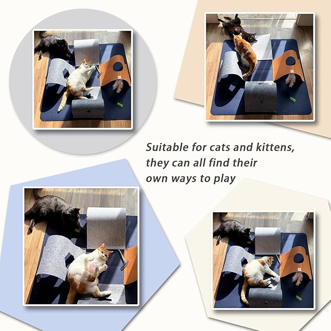 Cat Tunnel Mat for Indoor Cats, 4-Way Felt Cat Tunnel Play Mat - Image 4