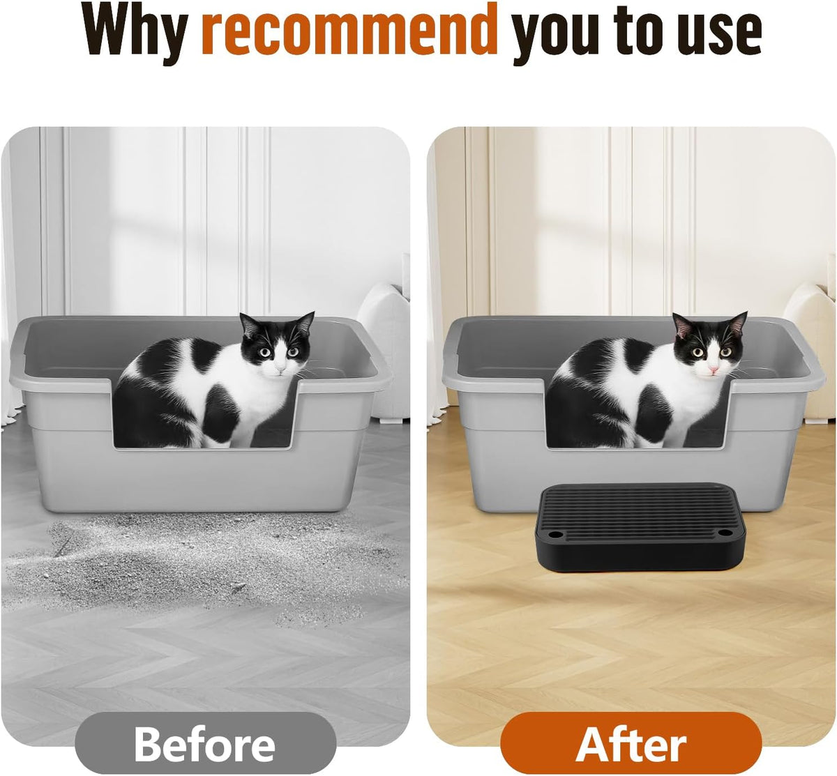 Cat Litter Box Step with Filter Function, Non-Slip Cat Step, Black