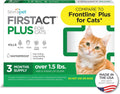 TevraPet FirstAct Plus Flea and Tick Topical for Cats over 1.5lbs, 3 Dose Waterproof Flea and Tick Control/Prevention for 3 Months