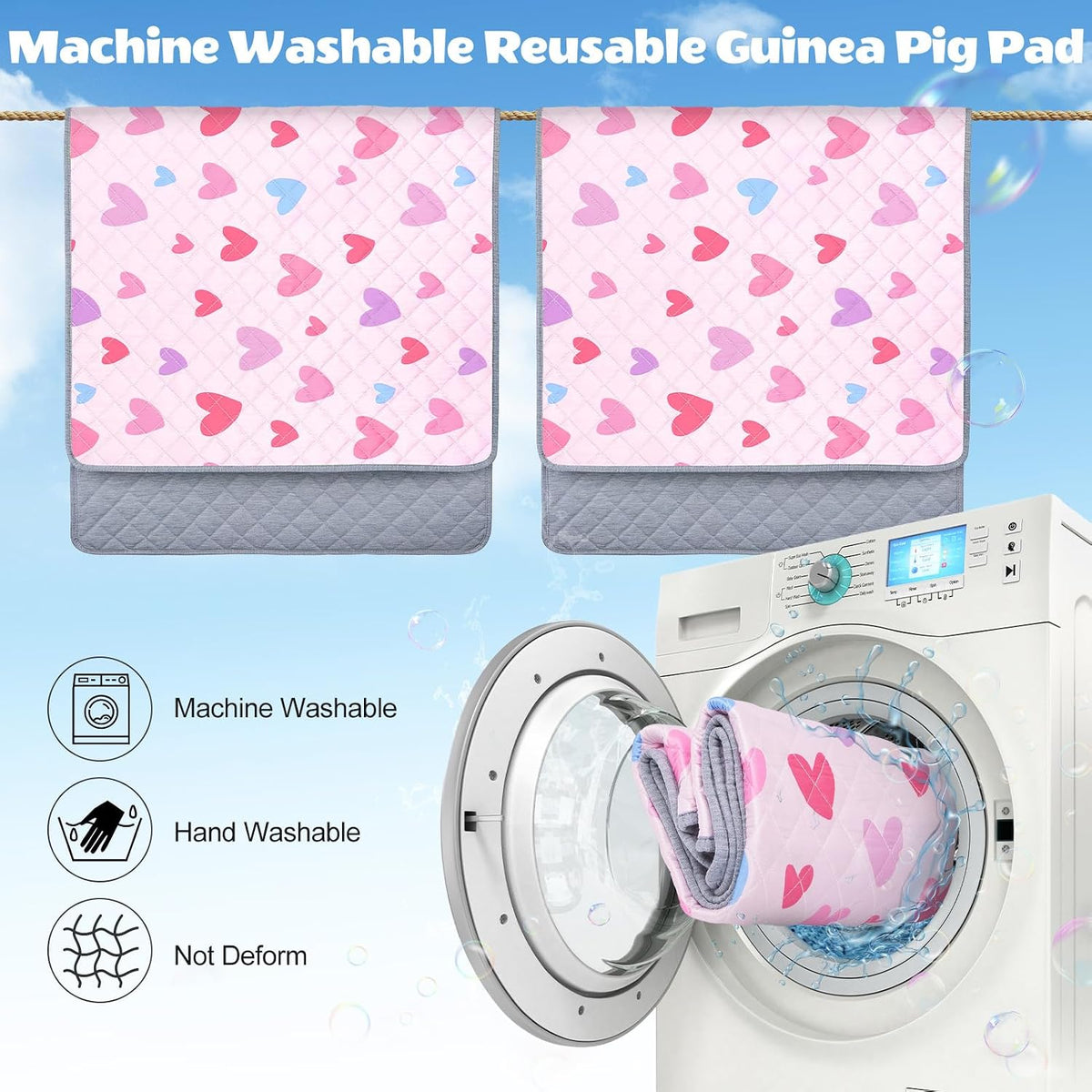 2 Pack Guinea Pig Bedding, Washable Guinea Pig Cage Liner Reusable Guinea Pig Mat Waterproof Guinea Pig Bedding for Cage, Super Absorbant Guinea Pig Pee Pads for Small Animals Hamster Rabbit Squirrel