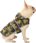 Dog Raincoat for Medium Dogs Waterproof Jacket Hooded Rain Coats with Reflective Strips Leash Hole & Poncho Adjustable Fit (CamoDuck,M)