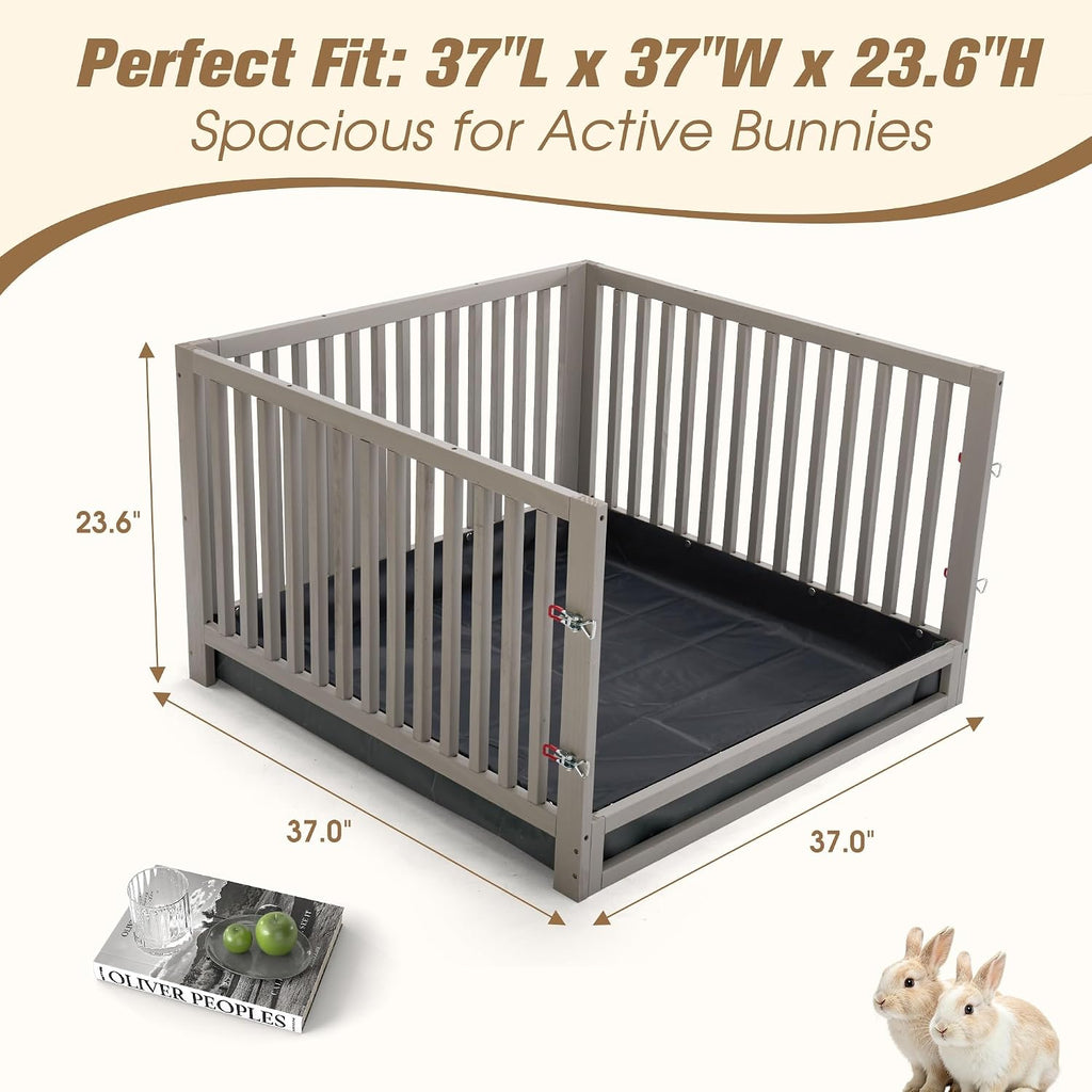 COZIWOW Wooden Rabbit Playpen Enclosure