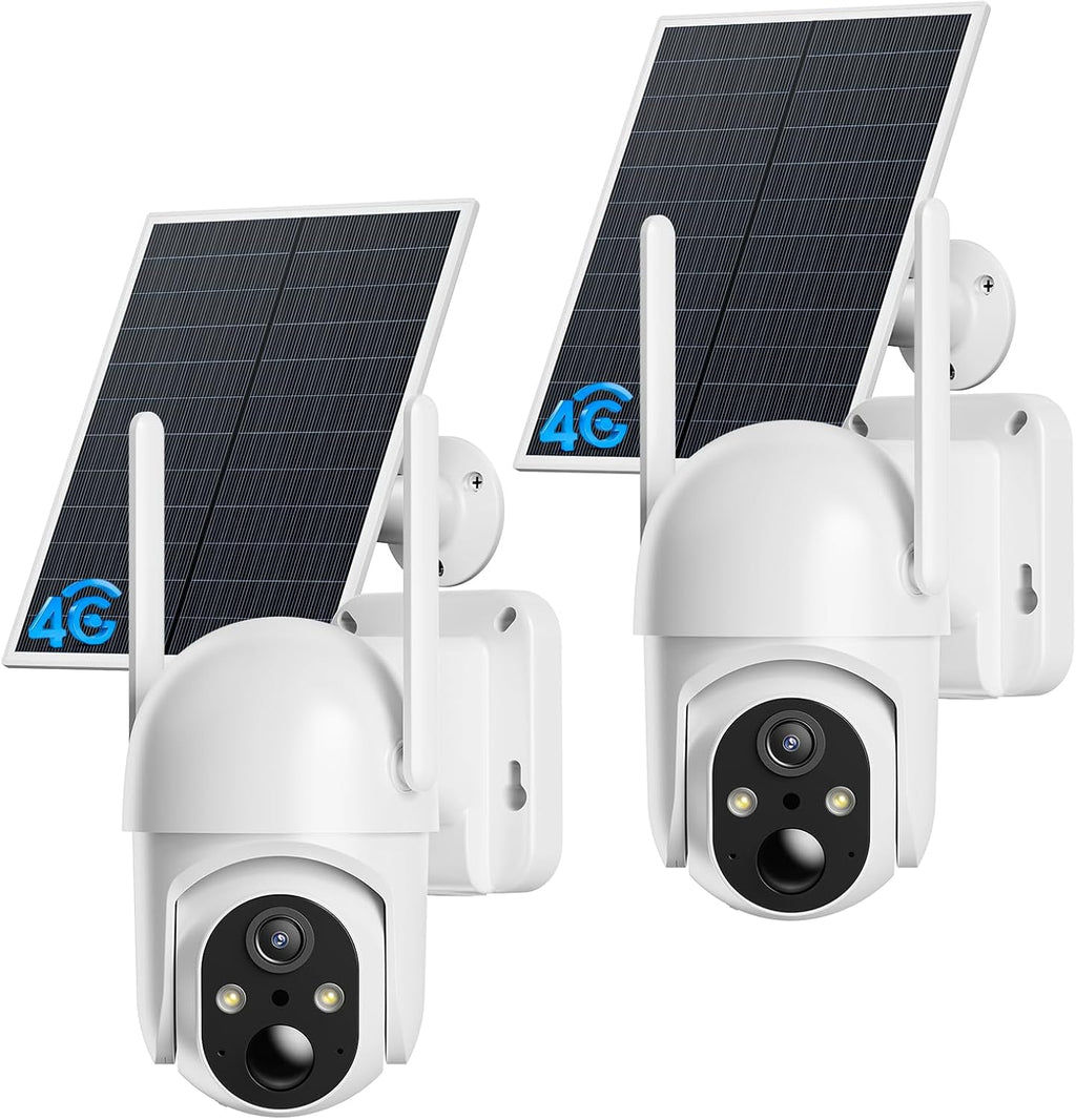 4G LTE Cellular Security Cameras, 24/7 Recording, Solar Powered Outdoor Cam No WiFi Needed for Farm&Ranch, 2K Night Vision, Built in eSIM Card(Support Verizon/AT&T/T-Mobile) - Black