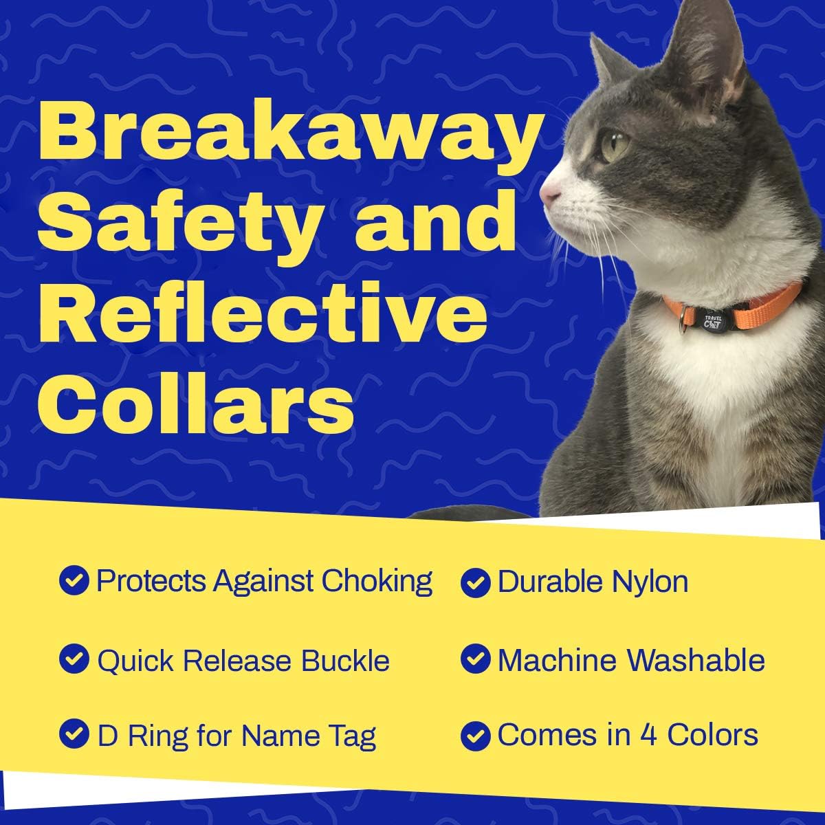 Travel Cat Adjustable 90s Harness and Leash Set + Breakaway Collar for Cats (Blue) - Secure, Escape-Proof Outdoor Walking Kit (Medium)