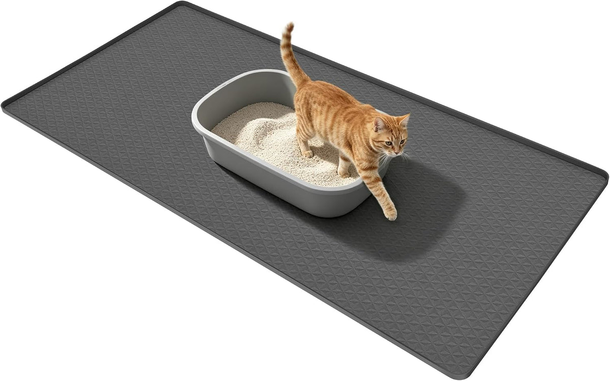 Extra Large Cat Litter Mat for Scatter Control, 51.2" x 25.6" (Gray)