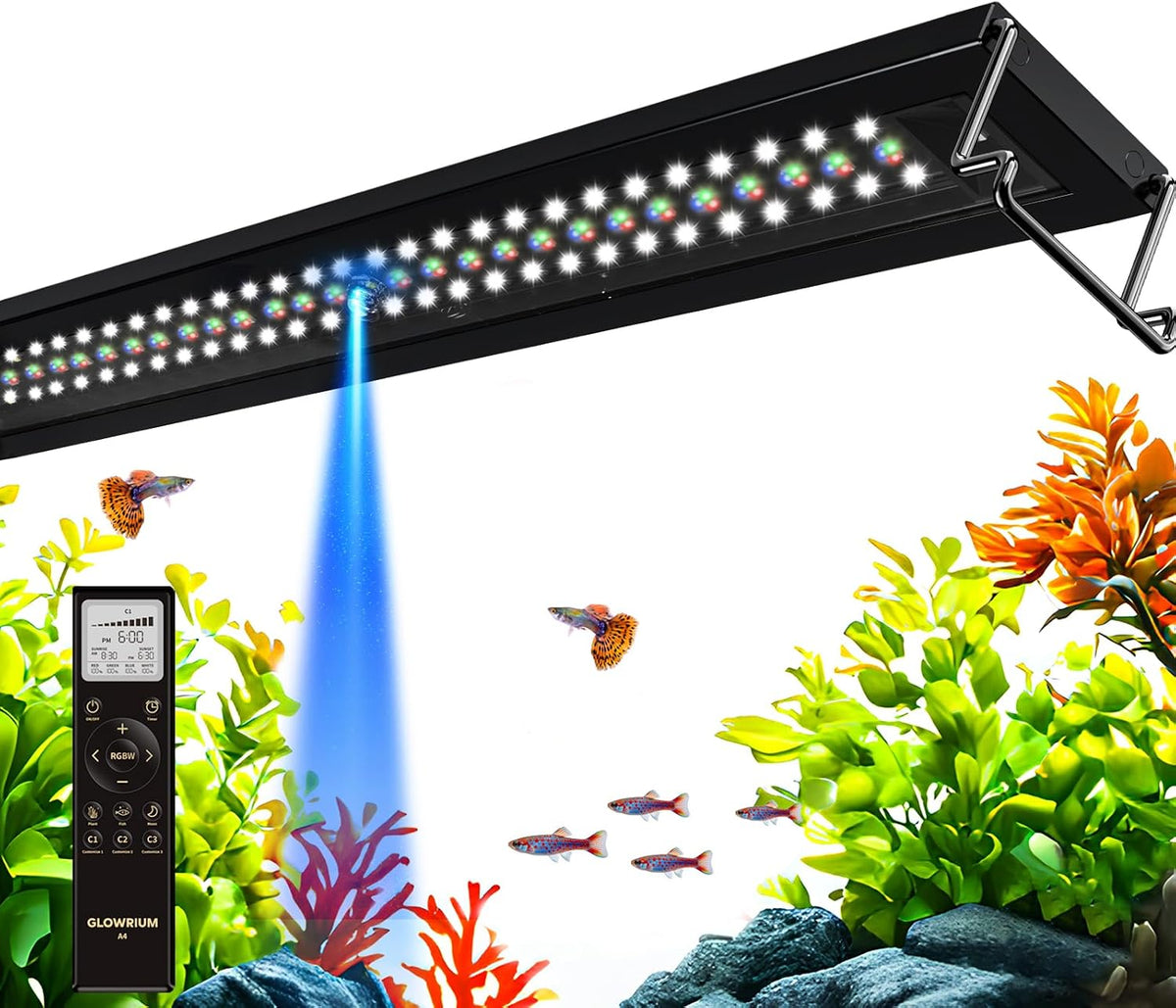 GLOWRIUM 48-53in Freshwater Fish Tank Light, LED Aquarium Light with Moon
