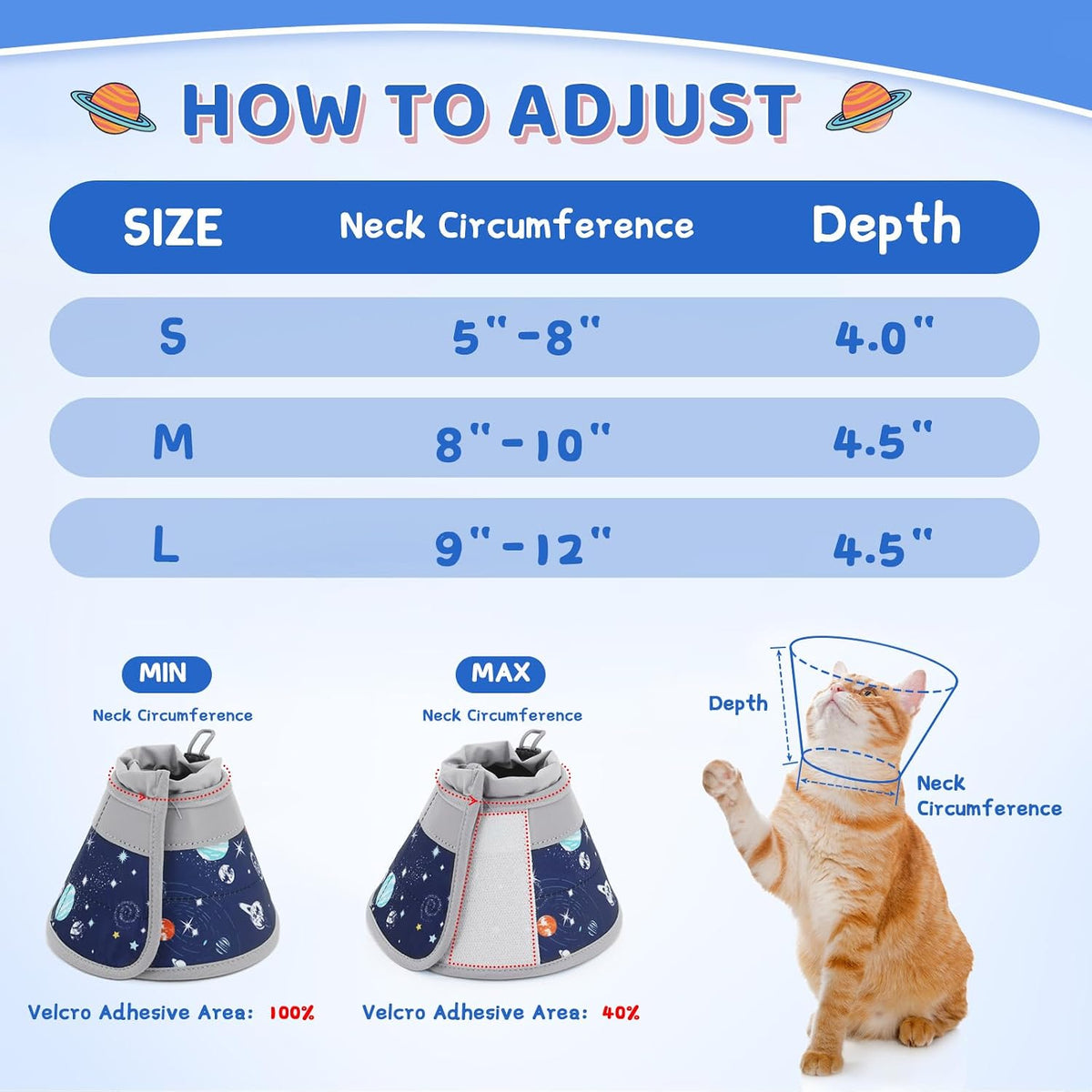 Cat Cone Collar Soft to Stop Licking, Adjustable, Foldable Lightweight Kitten Cones After Surgery Recovery for Cats & Kittens, Cat Cone Alternative, Easy Eating (Grey, M)