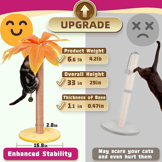 Scratching Post 33 inch Tall for Indoor Cats - Image 5