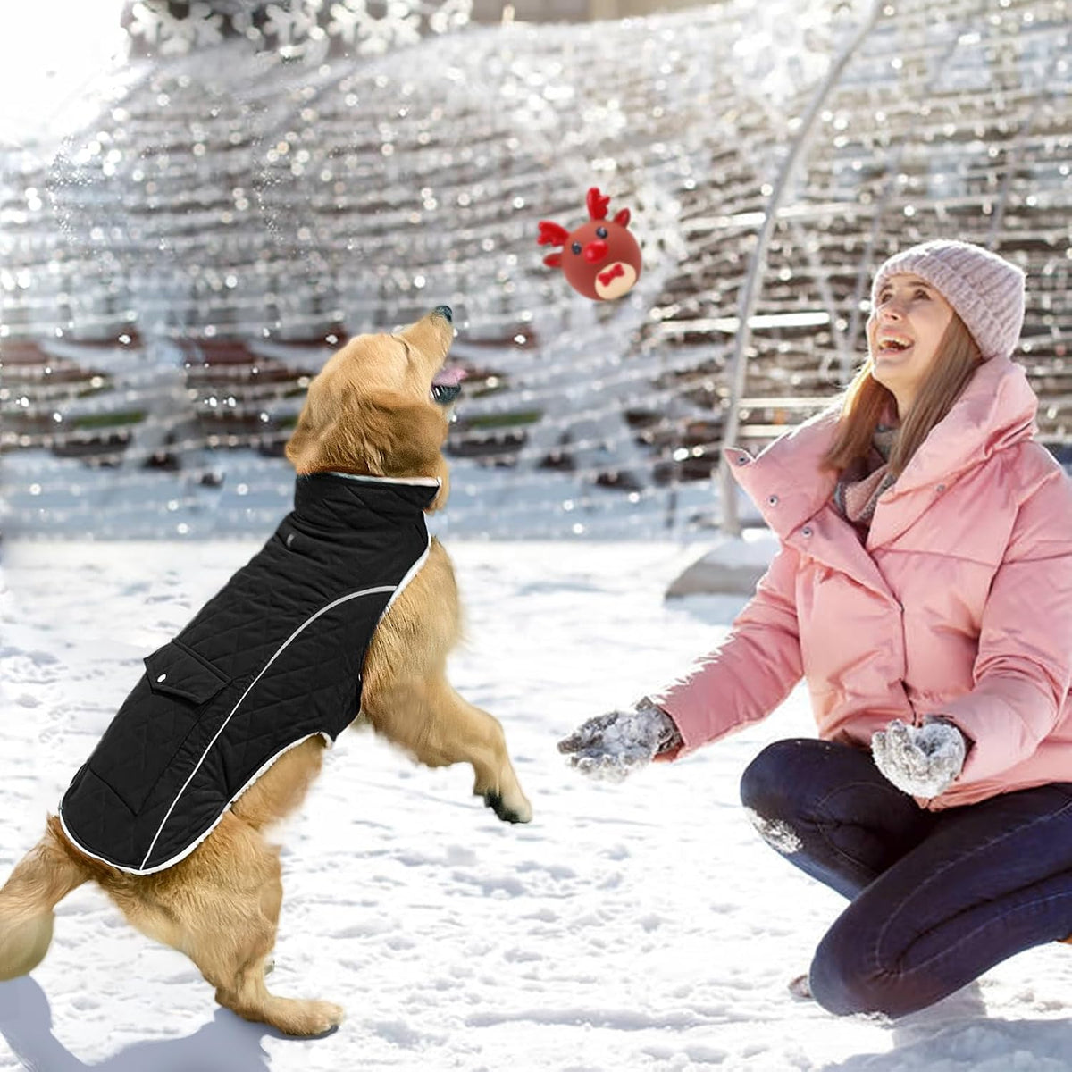 Malier Dog Coat Warm Dog Winter Coat, Windproof Dog Jacket with Pocket