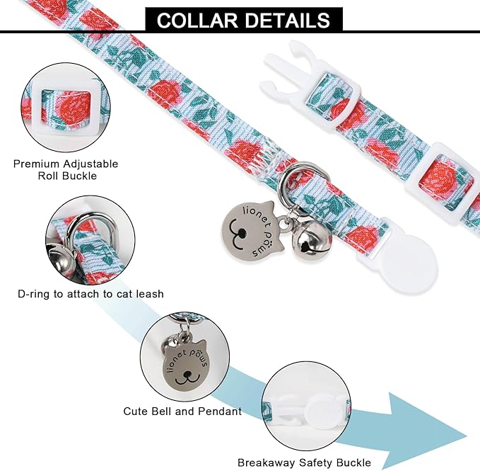 Lionet Paws 2pcs Pack Cotton Cat Collar, Breakaway Buckle - Image 4