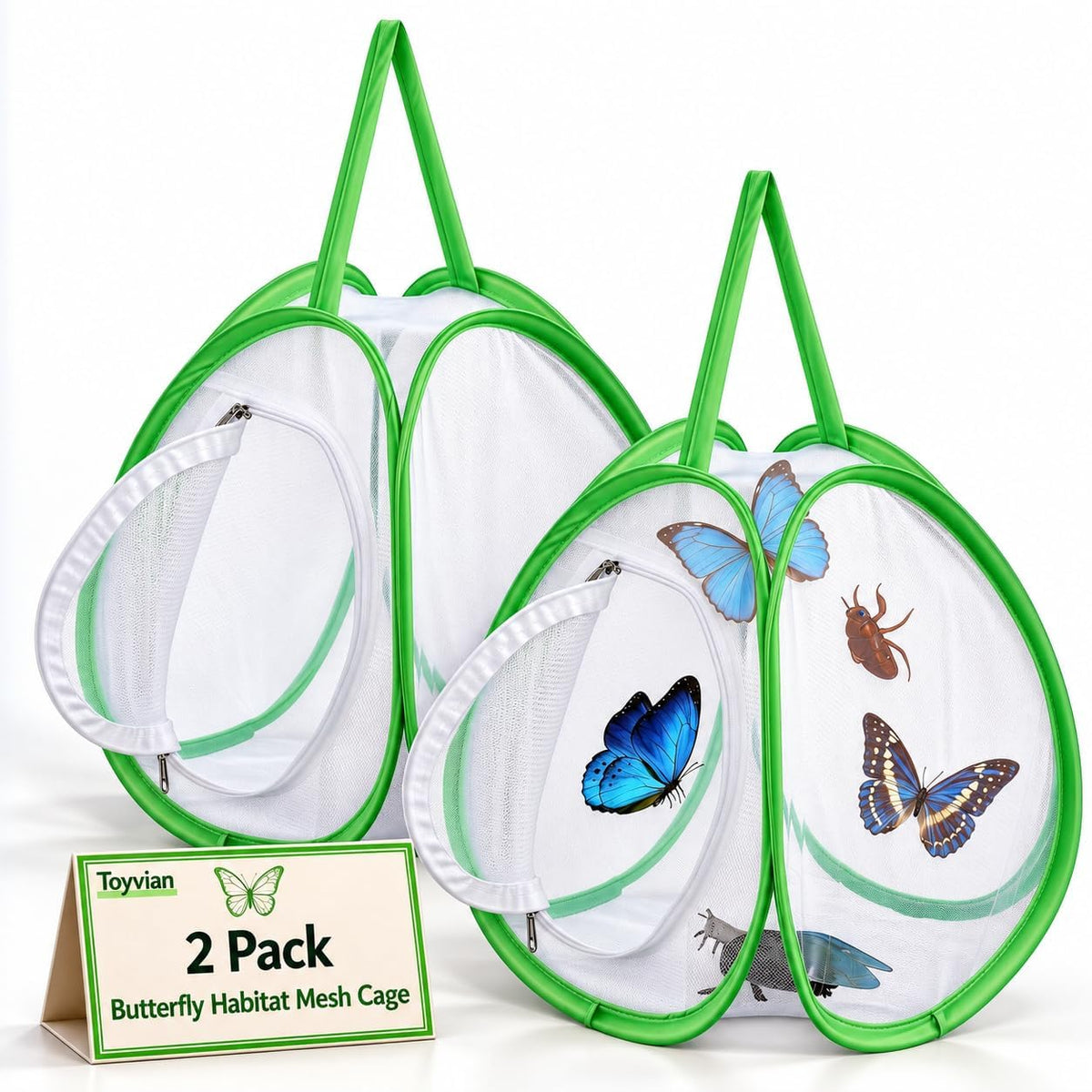 Toyvian Butterfly Habitat Mesh Cage, Portable Insect Enclosure