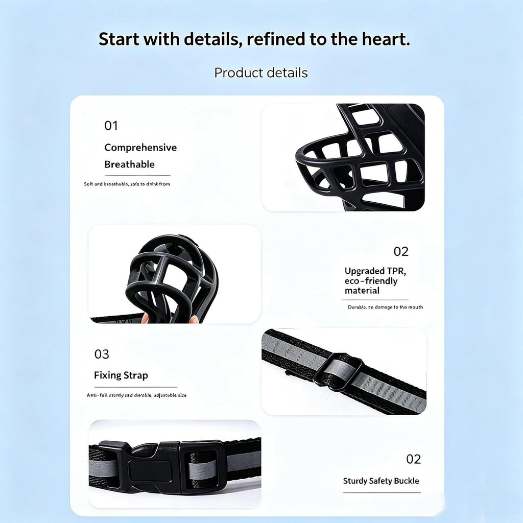Dog Muzzle, Breathable Basket-Style Anti-bite Muzzle (XL, Black)