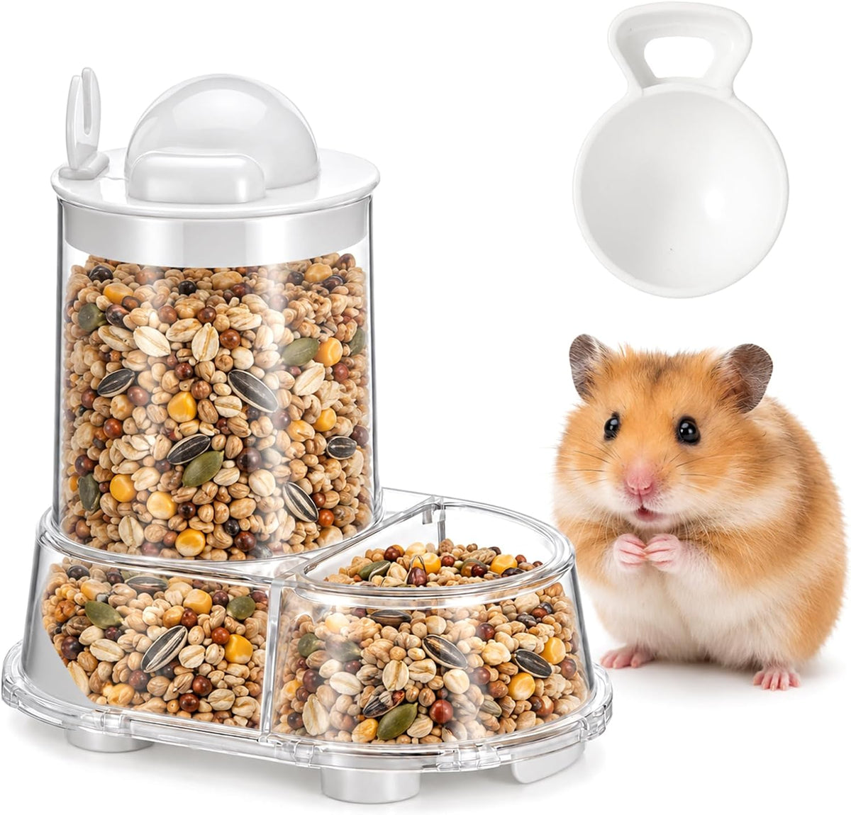Automatic Hamster Food Bowl, Clear Automatic Dispenser for Rat Food