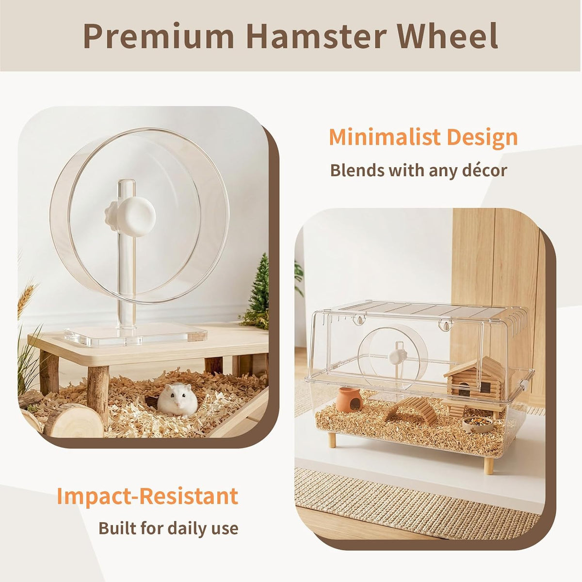 9.5" Silent Hamster Wheel - Clear Running Wheel
