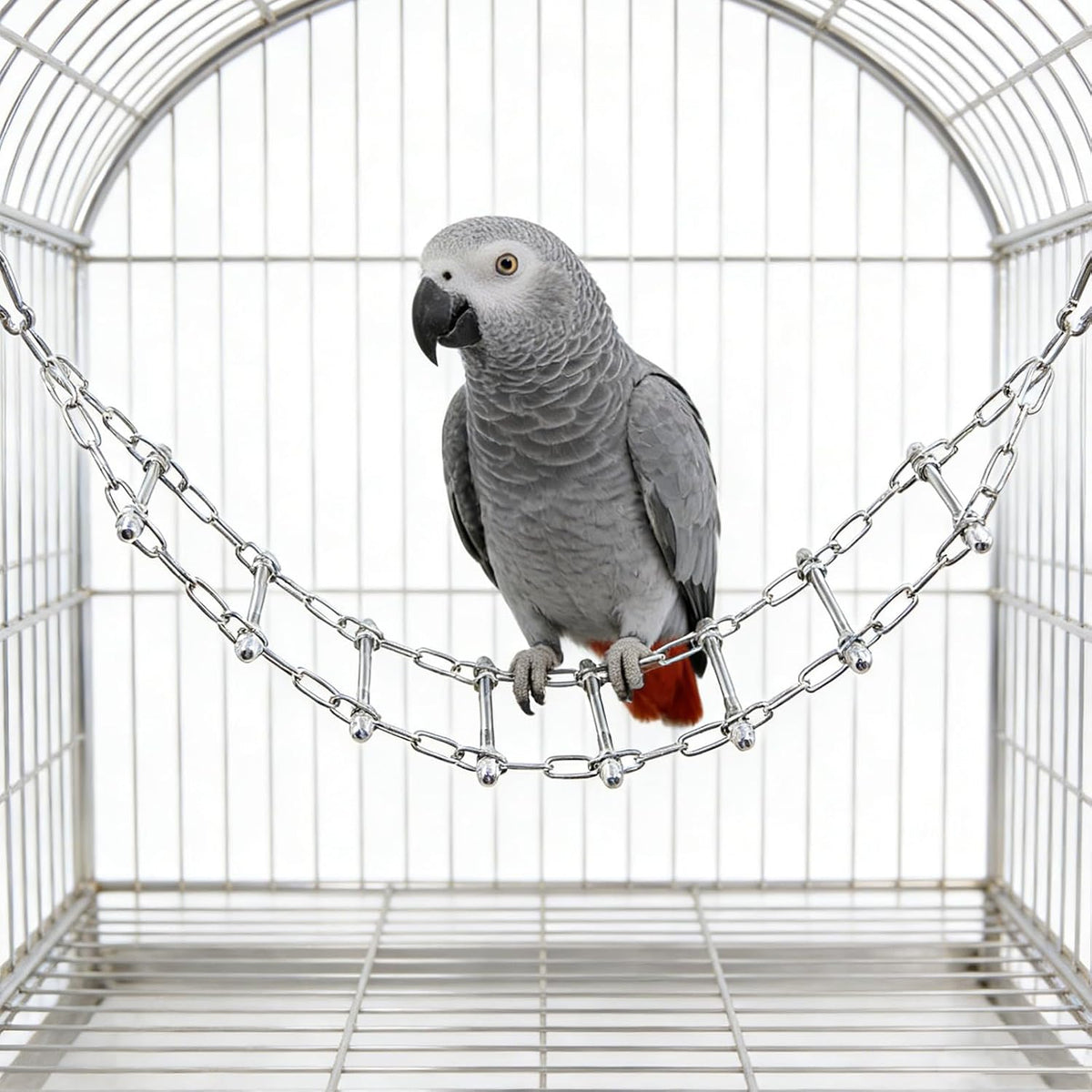 Bird Ladder Bridge, Stainless Steel Hanging Exercise Toy,Cockatiel Toys for Inside Cage, Rustproof & Bite-Proof Metal Ladder for Macaws, Cockatoos, Parakeet, Cockatiel