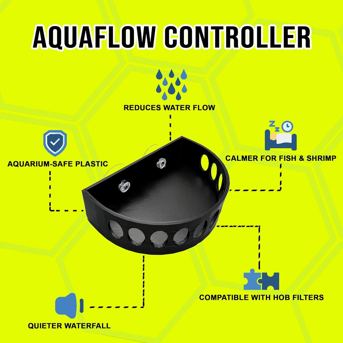 Aquarium Filter Baffle, Universal HOB Filter Compatible, Slow Flow Design for Betta Fish and Shrimp Tanks, 2 Suction Cups for Easy to Install Aquarium (Small)