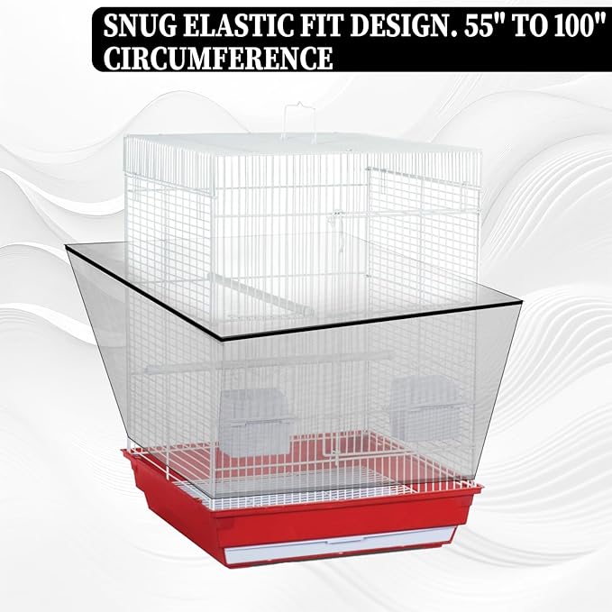 Large Bird Cage Seed Catcher, Stretchy Bird Cage Cover, Soft Nylon Mesh Skirt - Image 6