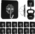 DDMY Black Heavy Duty Adhesive Hooks 2026 Upgraded 50lbs（Max） Sticky Wall Hooks for Hanging 12 Pack No Damage Hook Strong Waterproof Bathroom, Kitchen, Shower,Ceiling, Office and Outside Decor Hanger