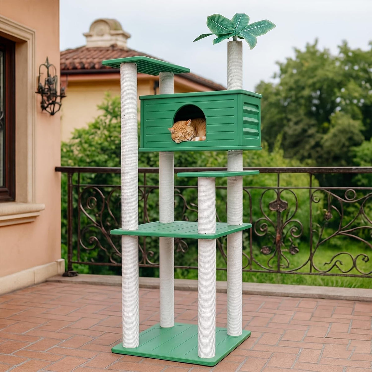 74.8in Weatherproof Cat Tree Tower with Scratching Post for Indoor&Outdoor