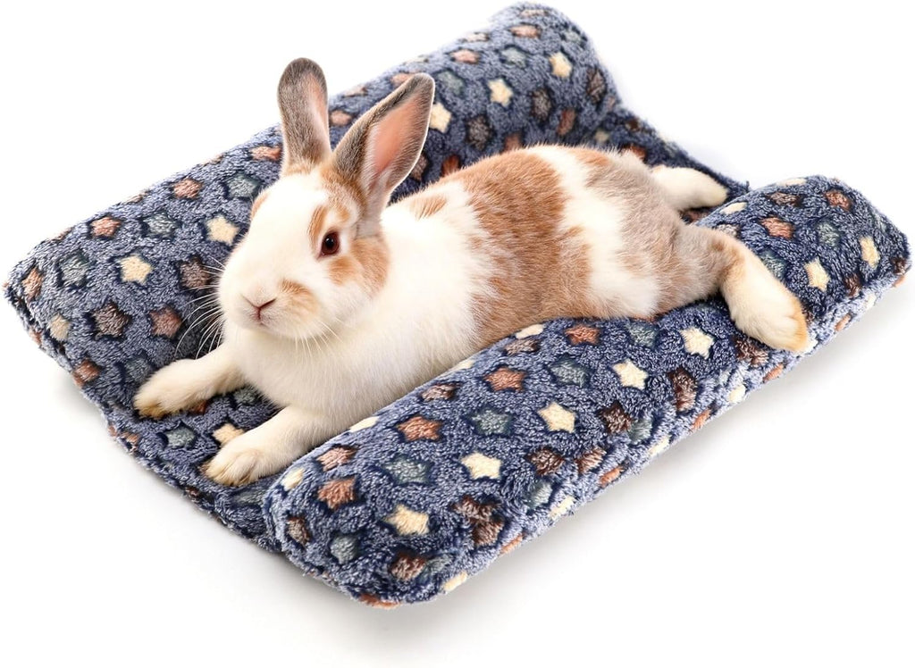 Rabbit Bed with Pillows, Dual-Sided 17"x15" Washable Lounger Pad
