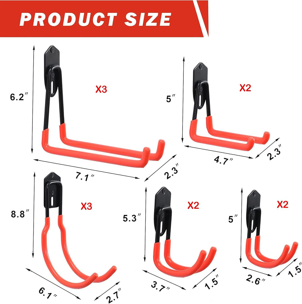 Wallmaster Garage Hooks Organizer Kit, 12 Pack Adjustable Shelving Hooks