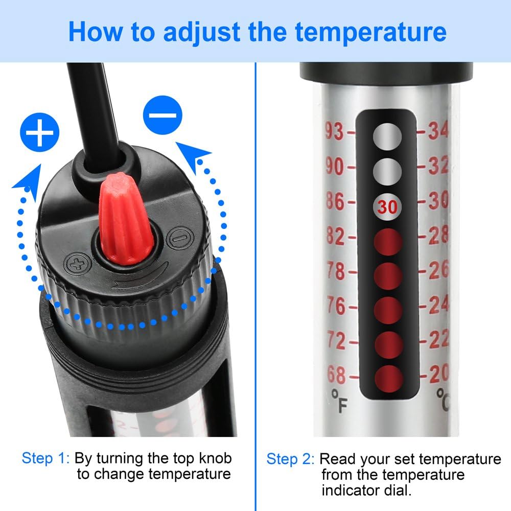DaToo Aquarium Heater Fish Tank Heater Submersible 200 Watt, 1 Yr Warranty