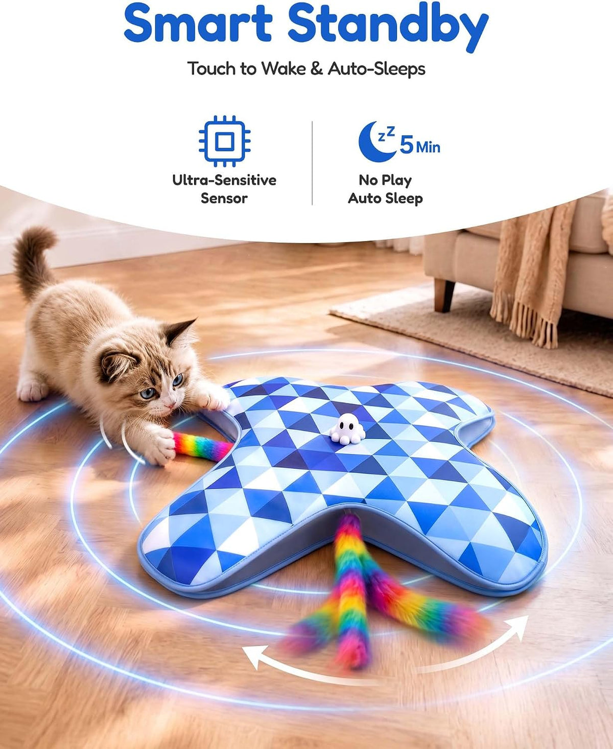 PetBusy Smart Interactive Cat Toys for Indoor Cats Chasing and Pouncing Fun