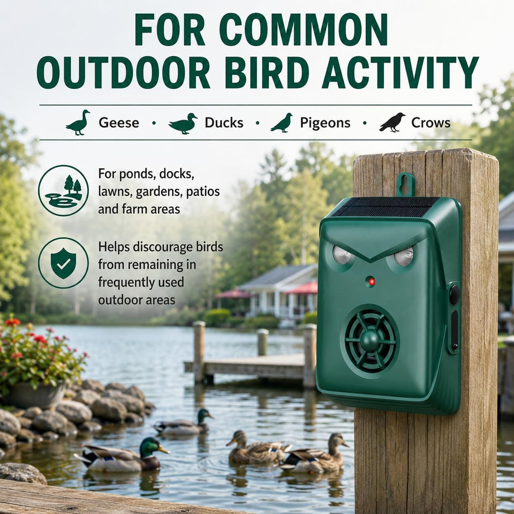 2026 Solar Ultrasonic Bird Repellent Devices Bird Deterrents for Outside Pigeon Repeller Outdoor Animal Repellent Outdoor to Keep Woodpecker Pigeon Out of Balconies Patio Garden(2Pack)