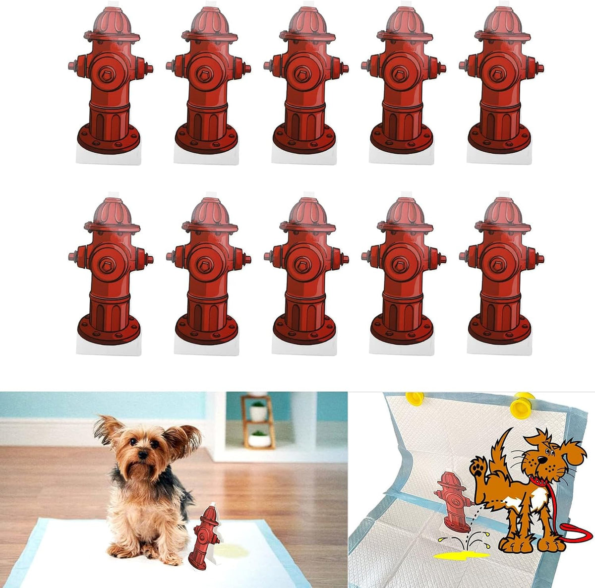 20 Pack Dog Pee Pad Trainer, Hydrant Shaped Paper Target for Male Puppies and Small Dogs, 7.3 x 3.9 Inches Fire Hydrant Potty Training Guide for Indoor Pet Diaper Pad Use
