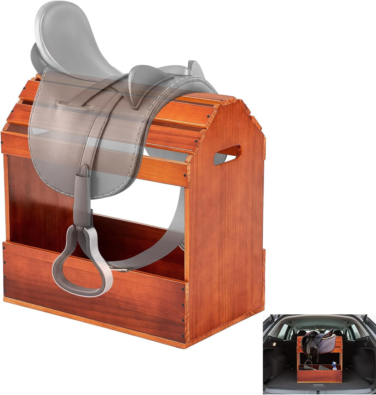 Eccliy Pine Wood Arched Saddle Rack Stand 20x12x20in, Semicircle