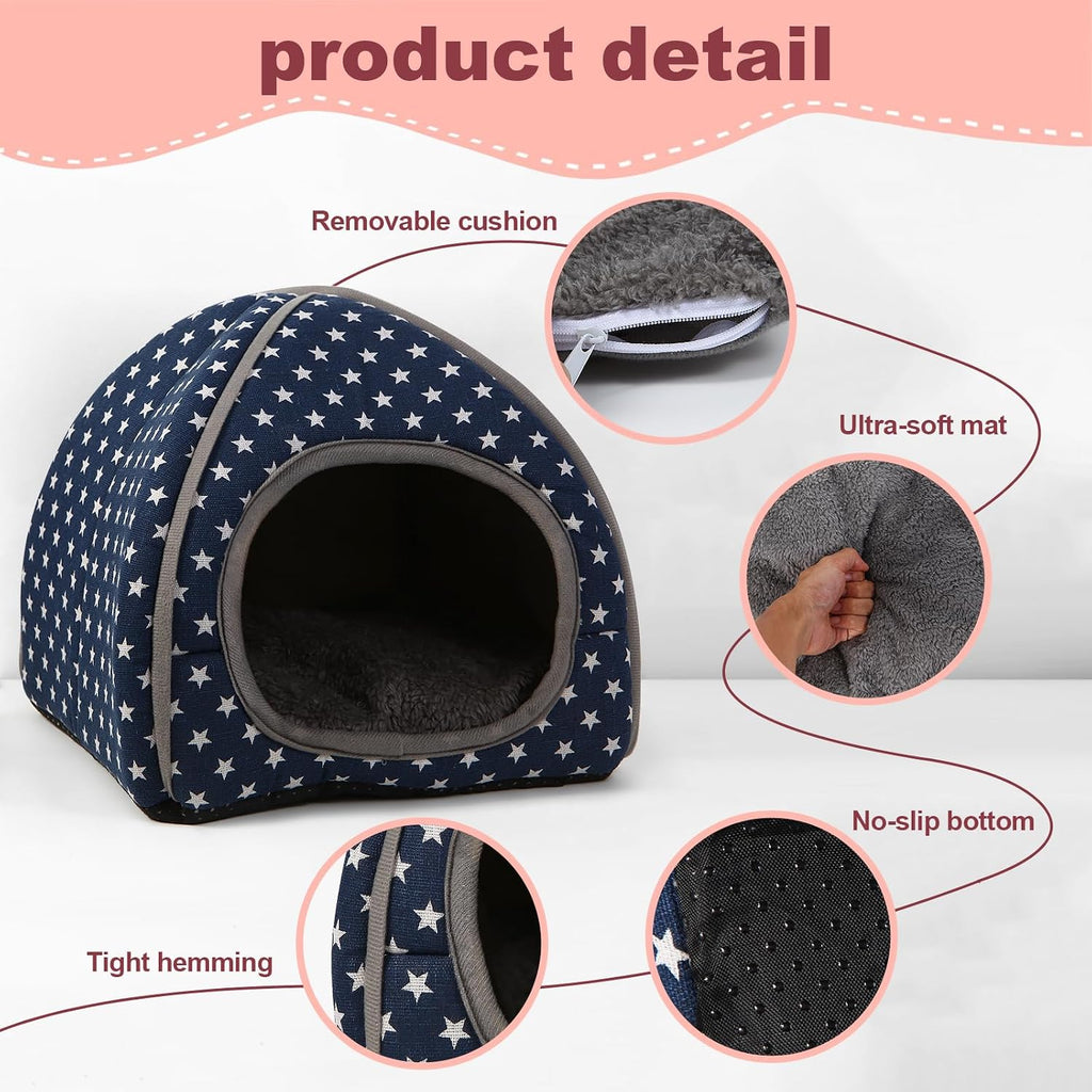 Cozy Guinea Pig Hideout Bed Soft Fleece Material Removable Cushion Washable and Dryer Friendly Perfect Cage Accessories for Rabbits Hamsters Hedgehogs