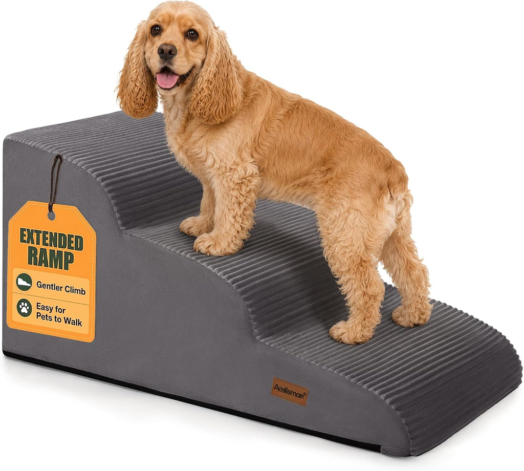 Aodisman 3-Step Dog Stairs for Small Dogs, 16" H Pet Stairs for Couch & Bed