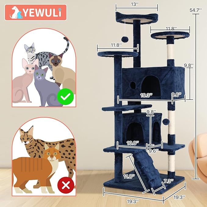 54in Cat Tree Cat Climbing Tower - Image 7