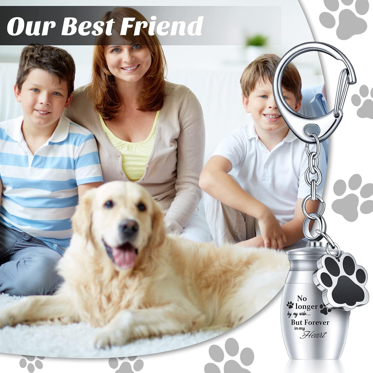 Batiyeer 4 Pack Pet Urn Keychain, Pet Ashes Keepsake for Dog Cat Paw Print
