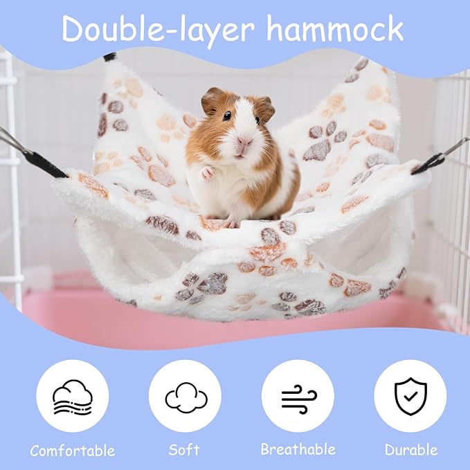 4 Pack Small Animal Hammock, 11.4x11.4 Inch Guinea Pig Rat Ferret Hanging Bed - Image 7