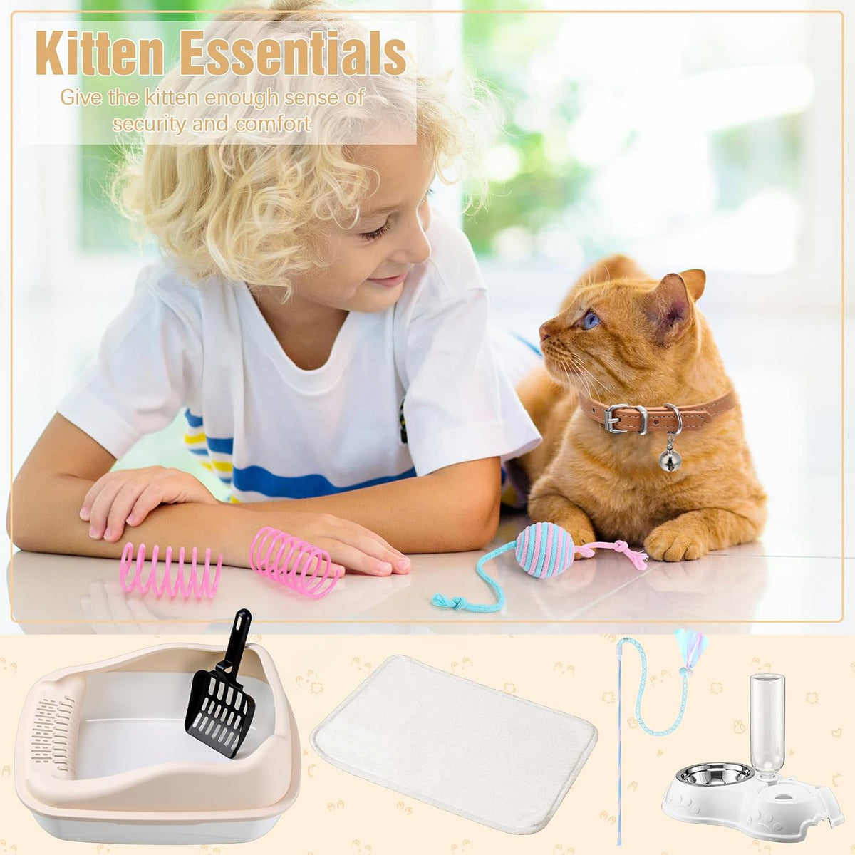 Eccliy 10 Pcs Kitten Starter Kit for Indoor, Classic, Small, White