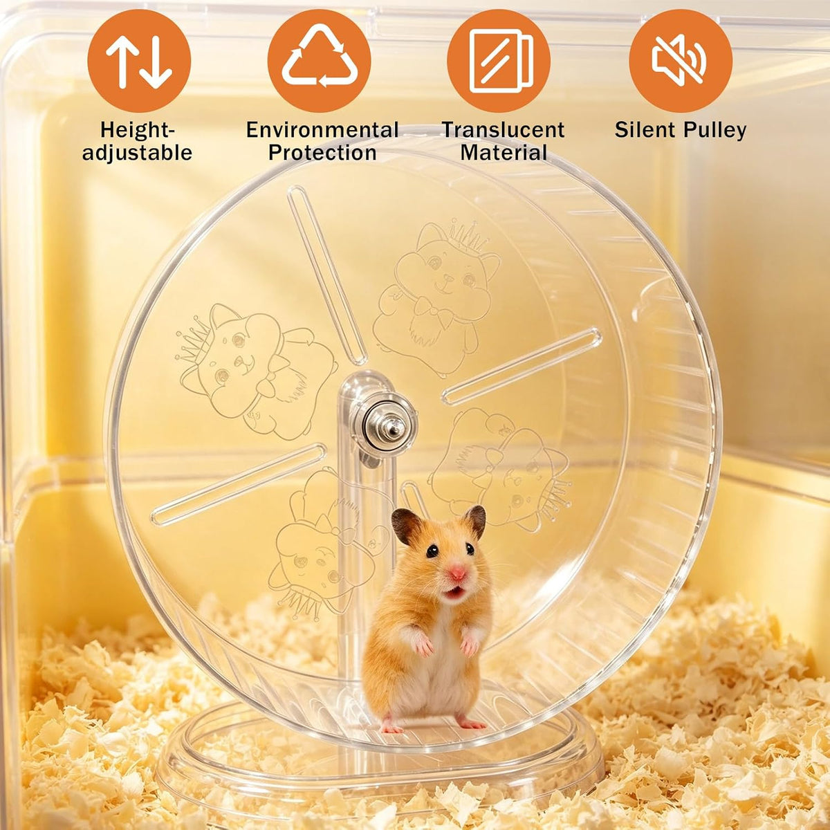 7Pcs Silent Hamster Exercise Wheels Adjustable Stand Quiet for Small Pets