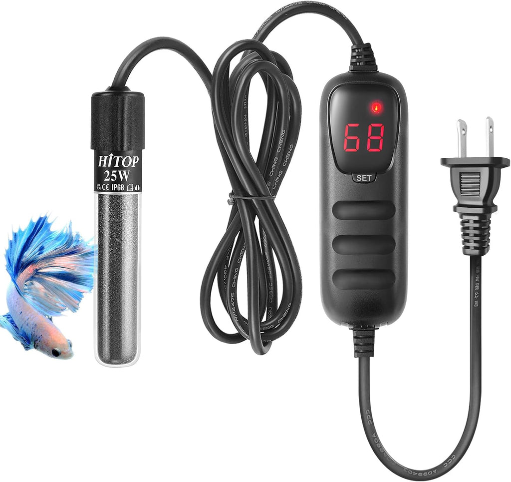 HITOP Compact Submersible Aquarium Heater -100w Digital Heater for Fish Tank Turtle Tank, for Saltwater and Fresh Water with Temperature Controller