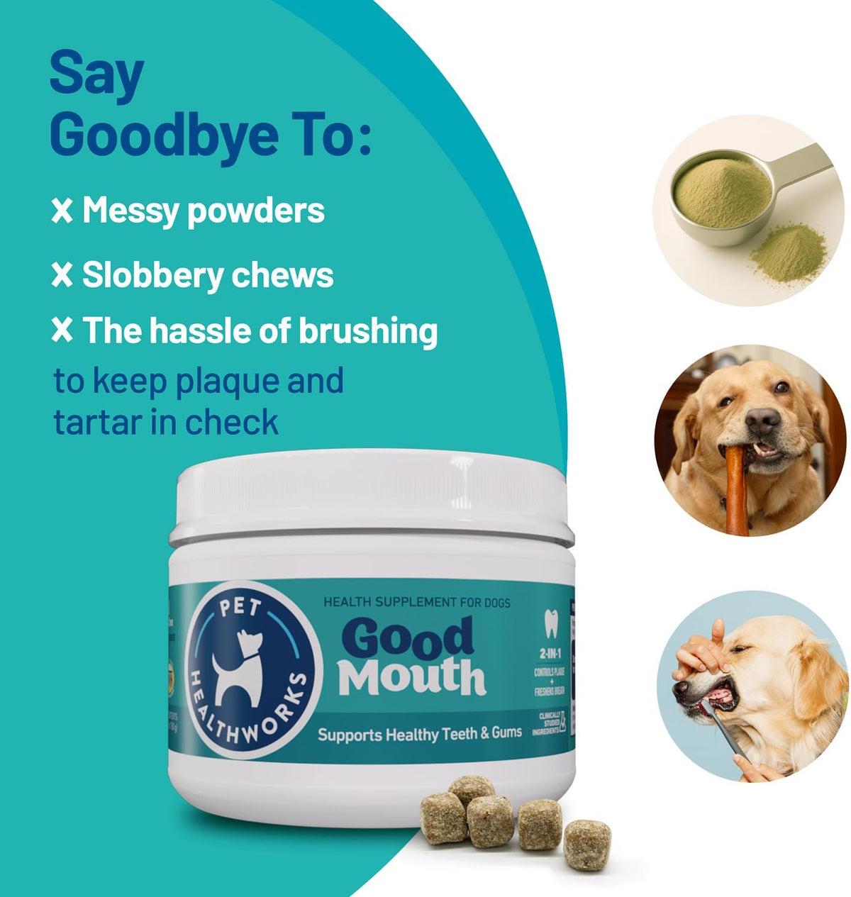Good Mouth Dental Chews for Dogs, Cheeseburger, 60 Ct