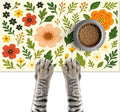 Trendy Flower Pattern Pet Feeding Mat Spill-Proof Feood Pad by HOMETITUTE