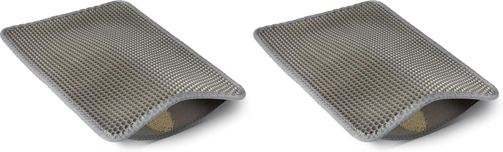 Amazon Basics Double-Layer Cat Litter Mat, Honeycomb Design with Scatter Control, Waterproof & Urine-Proof, Non-Slip Trapper Mat, Soft on Paws, Grey, 30" x 24"