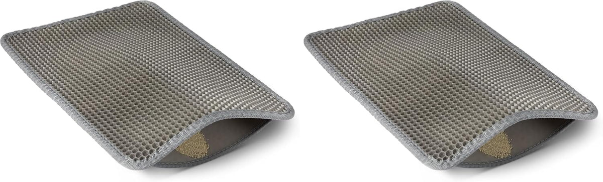 Amazon Basics Double-Layer Cat Litter Mat, Honeycomb Design with Scatter Control, Waterproof & Urine-Proof, Non-Slip Trapper Mat, Soft on Paws, Grey, 30" x 24"