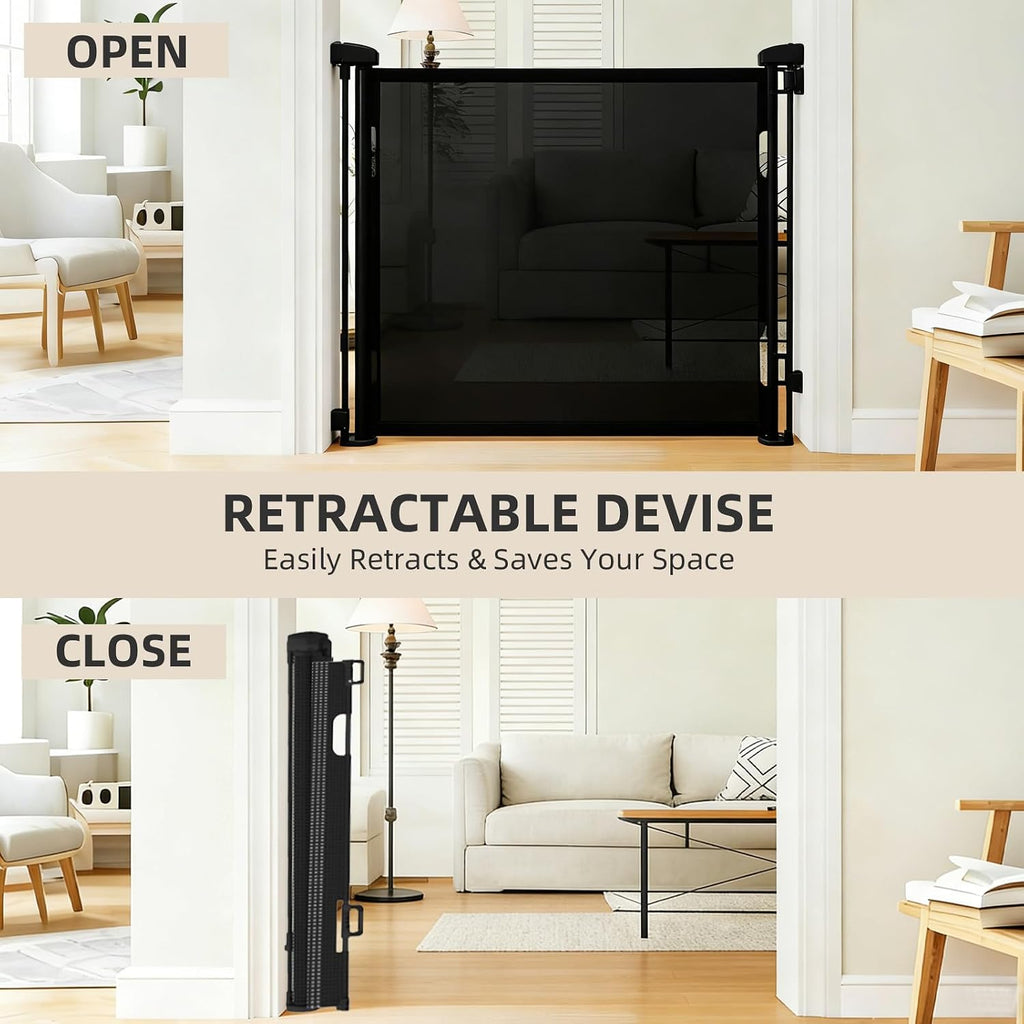 Retractable Baby and Dog Gate 55 Inch Wide 33 Inch Tall Black
